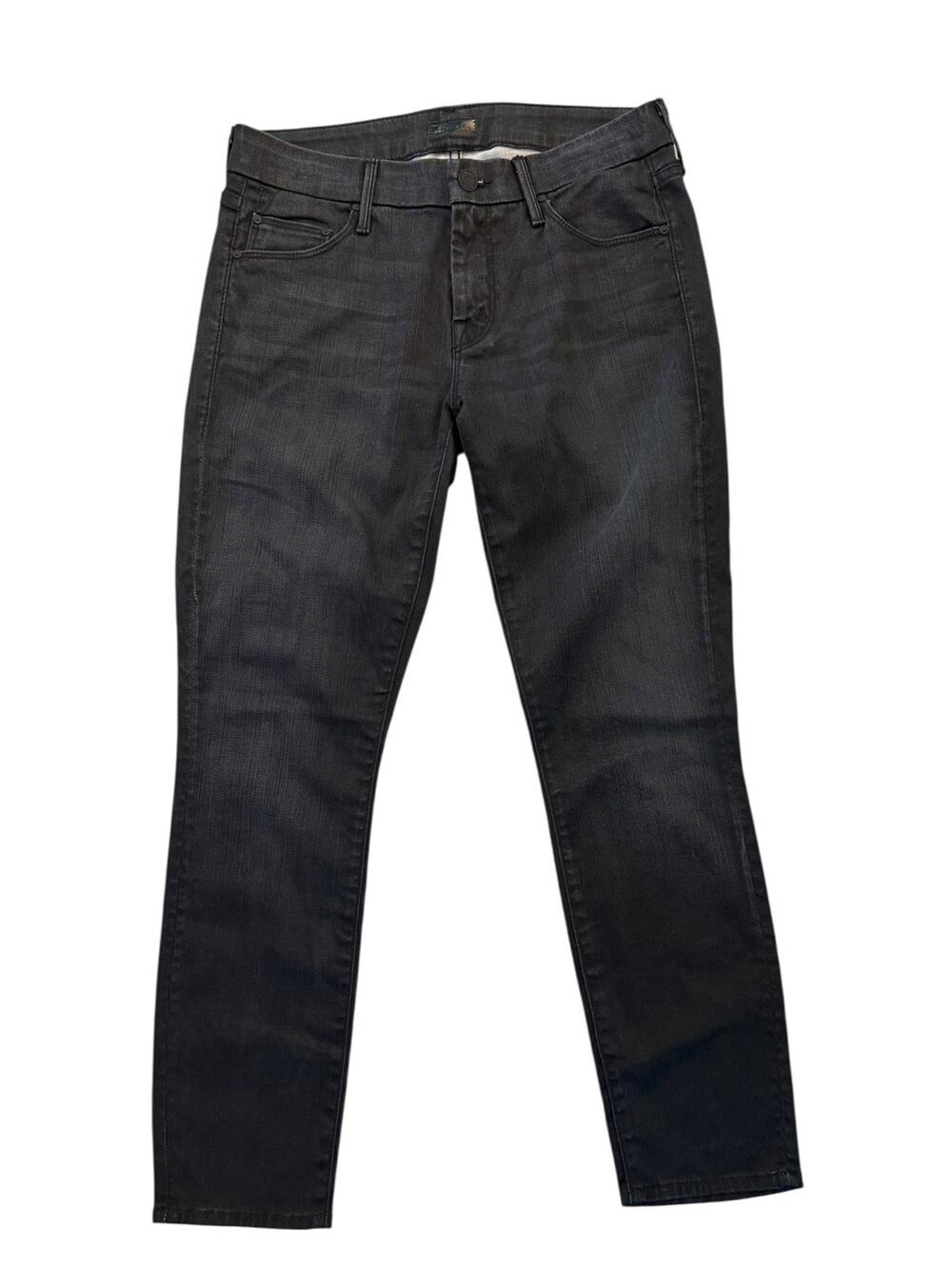 Mother The Looker Crop Ankle Skinny Jeans Size 27 Lies & Shadows Black Gray
